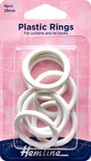 HEMLINE HANGSELL - Plastic Rings 25mm (8 pcs) - white